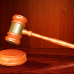 Wood gavel with wood walls