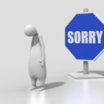 Cartoon with Sorry sign