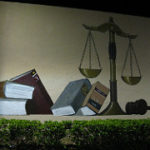 Law book and gavel wall image