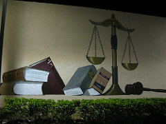 Law book and gavel wall image