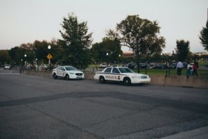 Police cars parked