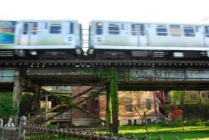 CTA train in motion