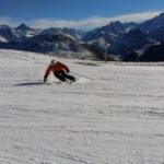 Skiing in the mountains