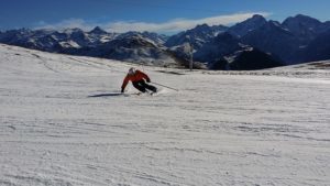 Skiing in the mountains