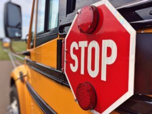 School bus with stop sign