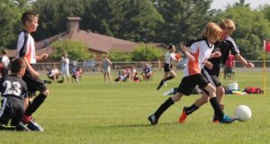 Kids playing soccer