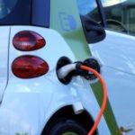 Electric car being charged