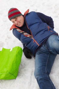 Man slips on icy sidewalk