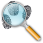 Magnifying glass on fingerprints