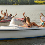 Young people on boats