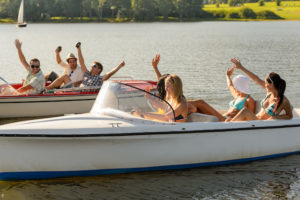 Young people on boats