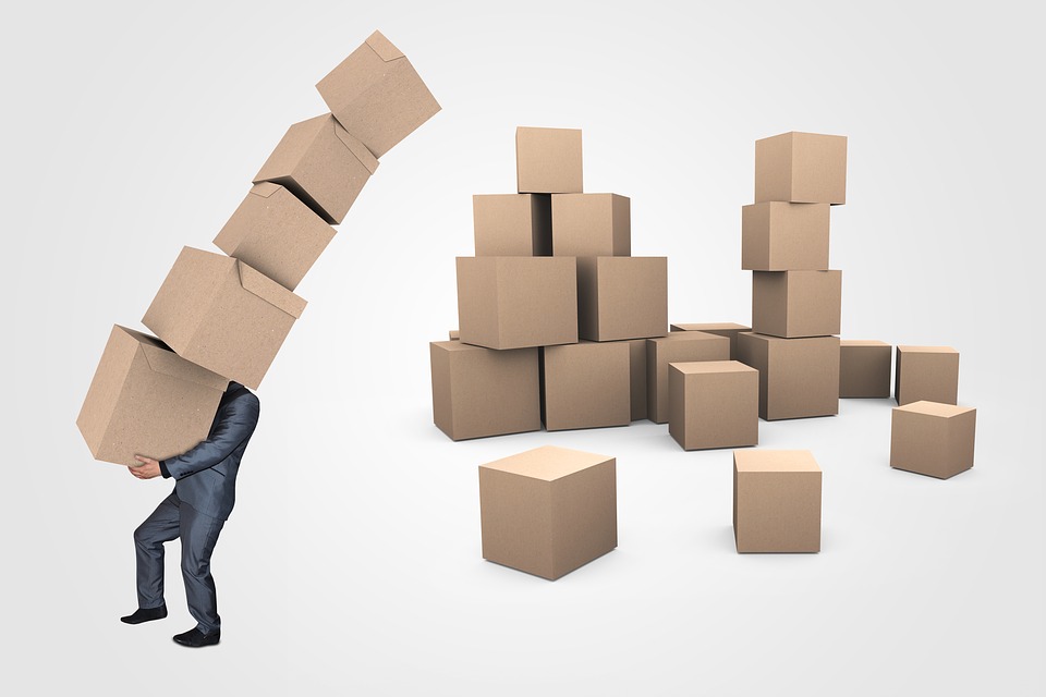 Animated man holding boxes