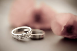 a pair of wedding rings