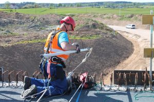 Worker tying-off safely when working